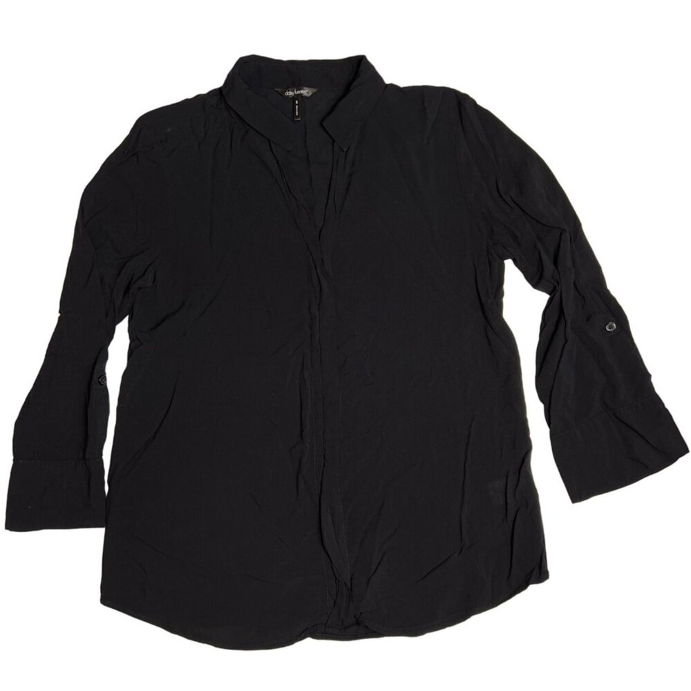 daisy fuentes small black pullover collared 3/4 sleeve business casual Dd559